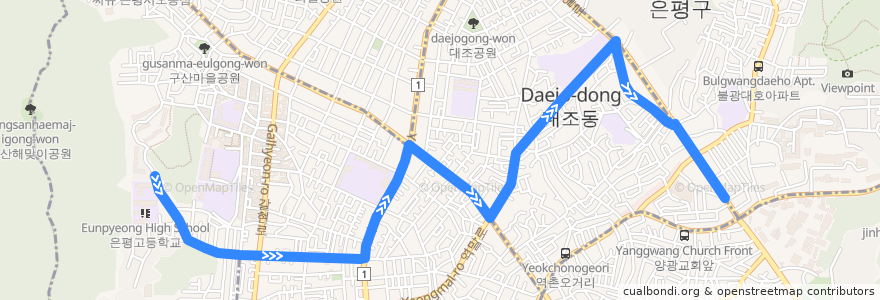 Mapa del recorrido 은평04 de la línea  en 恩平區.