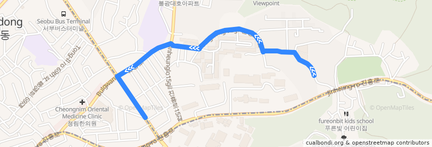 Mapa del recorrido 은평07 de la línea  en 恩平區.
