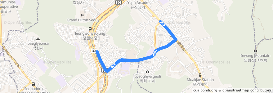 Mapa del recorrido 서대문09대 de la línea  en Seodaemun-gu.