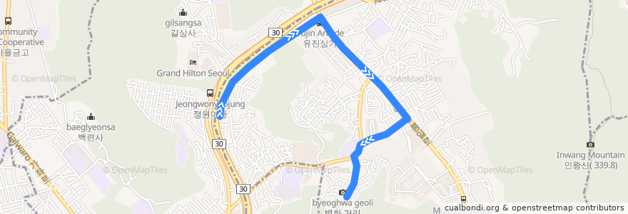 Mapa del recorrido 서대문09소 de la línea  en 西大門區.