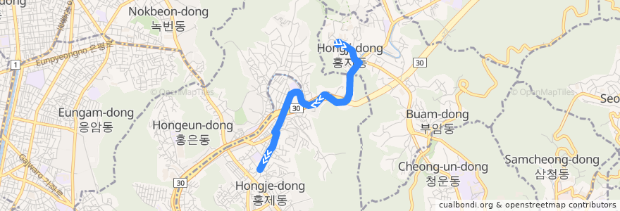 Mapa del recorrido 서대문08 de la línea  en 首尔市 / 首爾.