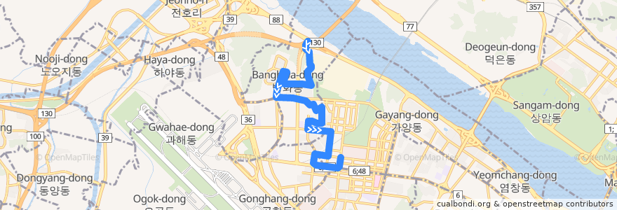 Mapa del recorrido 강서07 de la línea  en 江西區.