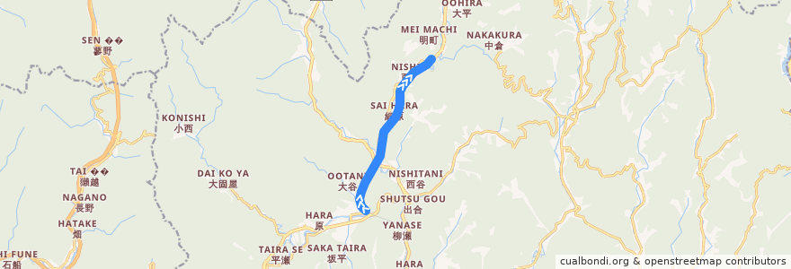 Mapa del recorrido Train: Nishikicho => Sozukyo Hot Spring de la línea  en 岩国市.