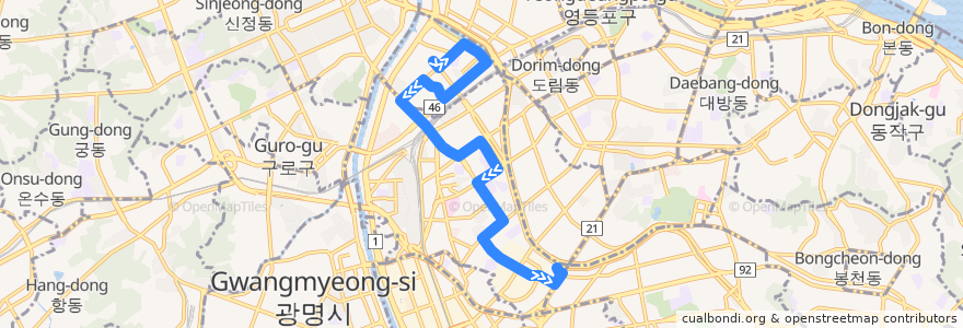 Mapa del recorrido 서울 버스 구로09 de la línea  en ソウル.