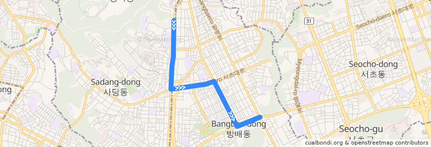 Mapa del recorrido 서초16 de la línea  en Seul.