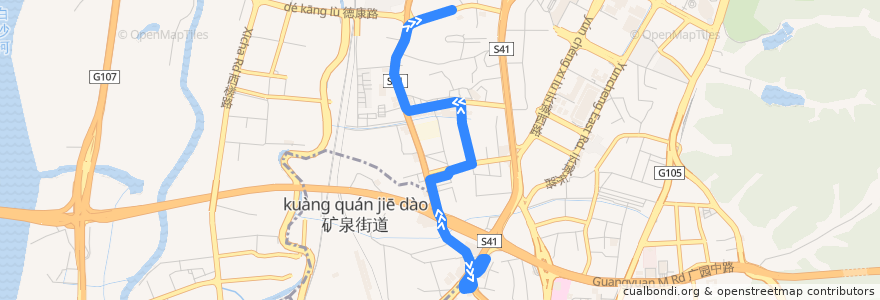 Mapa del recorrido 475路[地铁三元里站(C2出口)-岗贝路总站] de la línea  en 白云区.