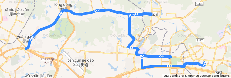 Mapa del recorrido 494路[科学城(天泰二路)总站-天河客运站] de la línea  en 广州市.