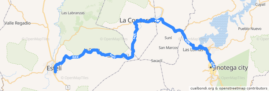 Mapa del recorrido Ruteado: Jinotega --> Estelí de la línea  en Nicaragua.