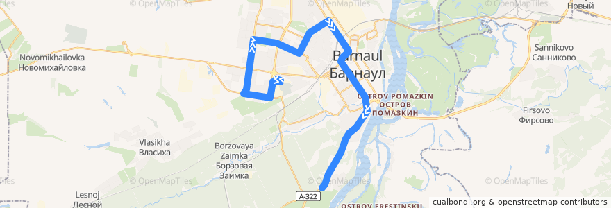 Mapa del recorrido Трамвай №7: Депо №3 — Кордон de la línea  en городской округ Барнаул.