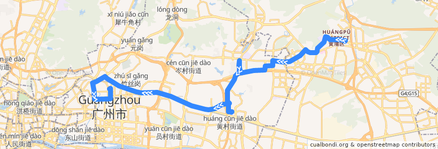 Mapa del recorrido 508路(萝岗中心区总站-广州火车东站总站) de la línea  en 广州市.