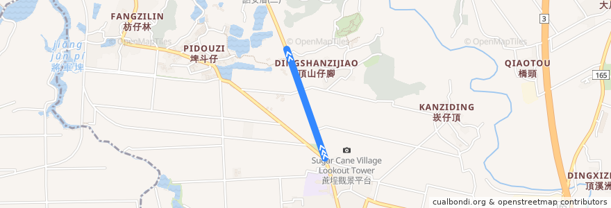 Mapa del recorrido 黃15(繞駛蓮花公園_往程) de la línea  en Distretto di Baihe.