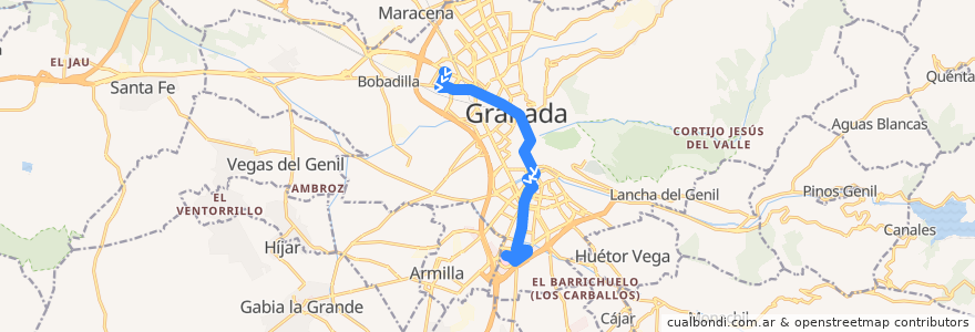 Mapa del recorrido Bus 4: Chana → Zaidín de la línea  en 그라나다.