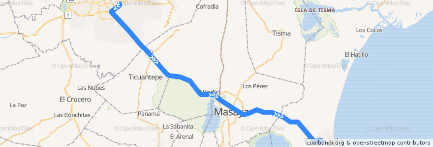 Mapa del recorrido Managua - Granada de la línea  en 니카라과.