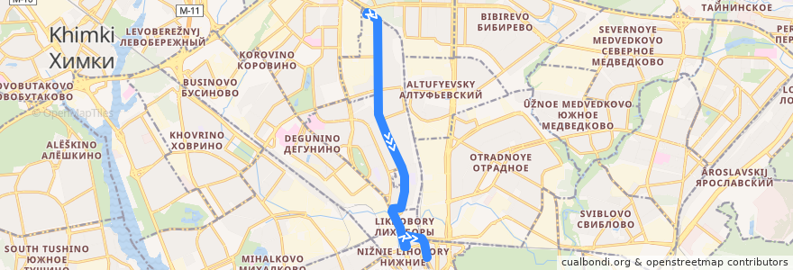 Mapa del recorrido Автобус 677к: платформа "Лианозово" - метро "Окружная" de la línea  en Northern Administrative Okrug.