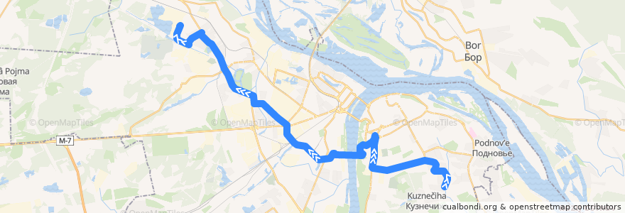 Mapa del recorrido Автобус 94: микрорайон «Кузнечиха-2» => ЗКПД-4 de la línea  en ニジニ・ノヴゴロド管区.