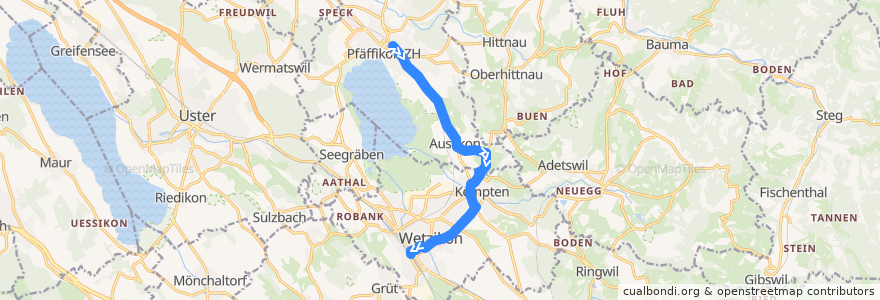 Mapa del recorrido Bus 859: Pfäffikon ZH, Bahnhof => Wetzikon ZH, Bahnhof de la línea  en Zürih.