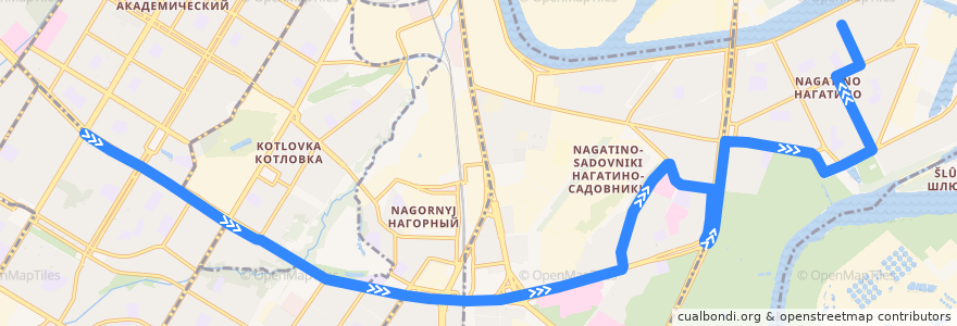 Mapa del recorrido Автобус 219: Метро "Профсоюзная" => Якорная улица de la línea  en Москва.