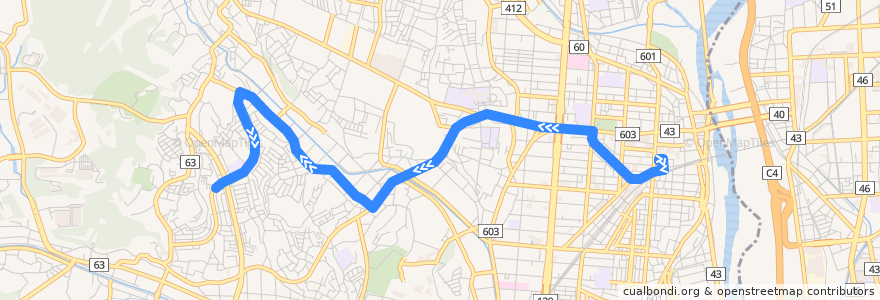 Mapa del recorrido 厚木48系統 de la línea  en Ацуги.