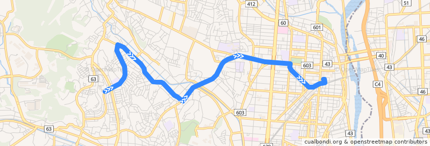 Mapa del recorrido 厚木48系統 de la línea  en Atsugi.