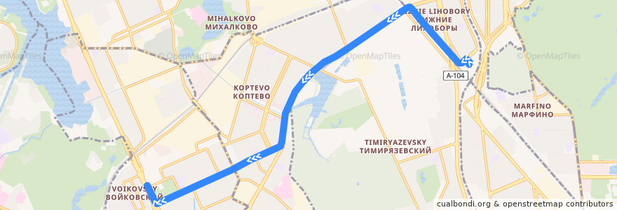 Mapa del recorrido Автобус 204: Метро "Петровско-Разумовская" => Метро "Войковская" de la línea  en Nördlicher Verwaltungsbezirk.