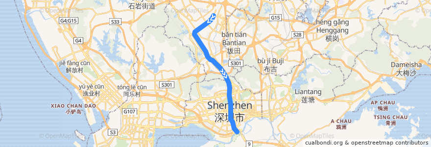 Mapa del recorrido 4号线（龙华线） de la línea  en Shenzhen.