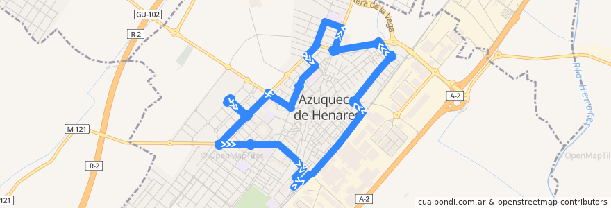 Mapa del recorrido Estación FFCC - Vallehermoso - Estación FFCC de la línea  en Azuqueca de Henares.