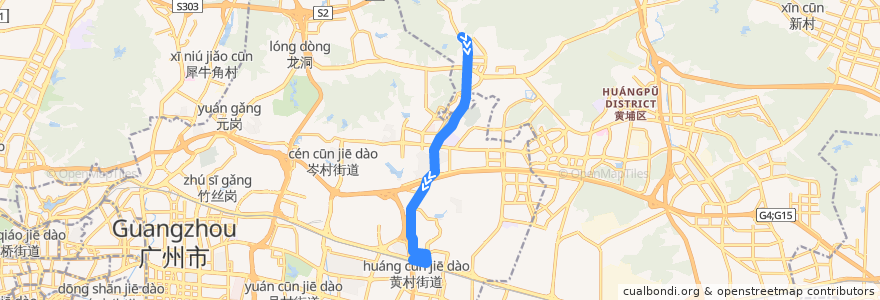 Mapa del recorrido 564A路(联和墟总站-奥林匹克体育中心总站) de la línea  en Cantão.