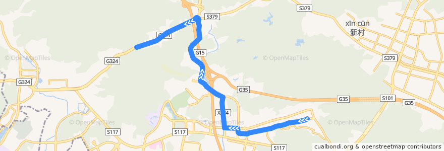 Mapa del recorrido 569支线[萝岗香雪(梅花世界)总站-峨山社总站] de la línea  en Huangpu District.