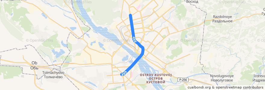 Mapa del recorrido Ленинская линия: Площадь Маркса → Заельцовская de la línea  en Новосибирск.