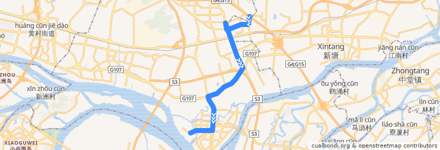 Mapa del recorrido 572路(埔南路总站-西基总站) de la línea  en هوانگپو.