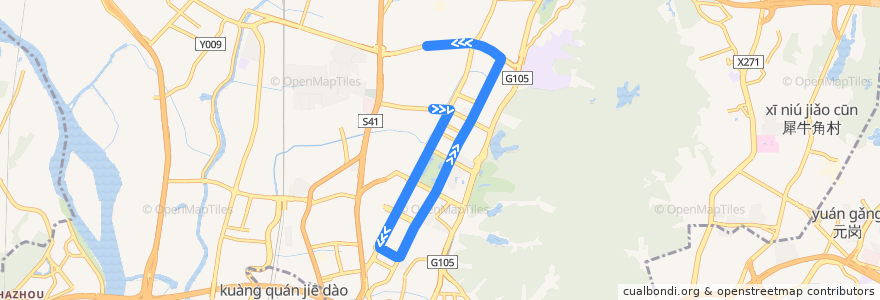 Mapa del recorrido 651路(云城南二路总站环线) de la línea  en 바이윈구.