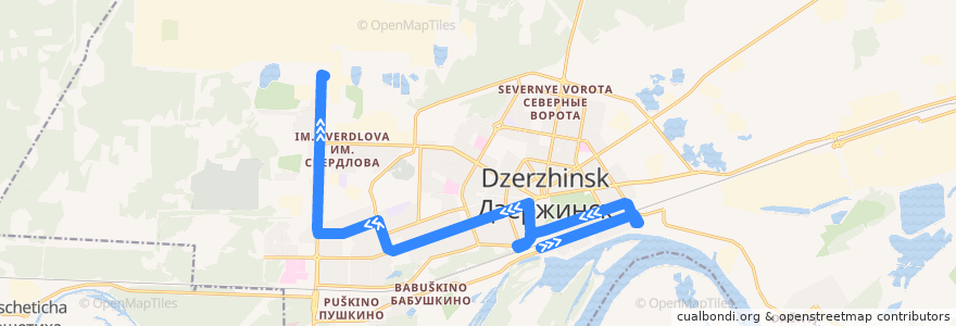 Mapa del recorrido Автобус №28 (АО «Канат» - Завод им. Я.М. Свердлова) de la línea  en Dzerzhinsk.