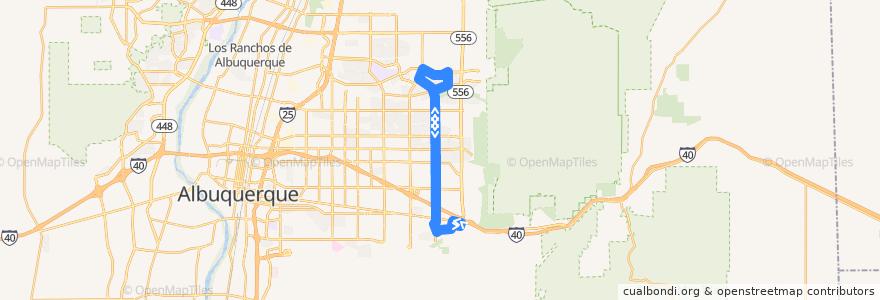 Mapa del recorrido ABQ RIDE Route 1 Juan Tabo Boulevard de la línea  en アルバカーキ.