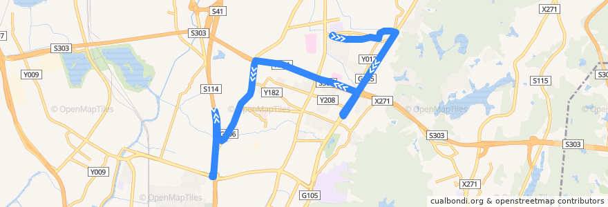 Mapa del recorrido 665路(集贤苑总站-黄石路总站) de la línea  en ناحیه باییون، گوانگ‌ژو.