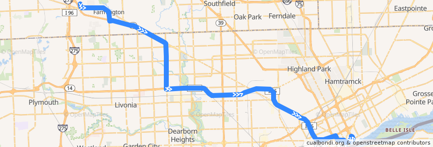 Mapa del recorrido 805 EB: Halsted => Downtown de la línea  en 密歇根州.