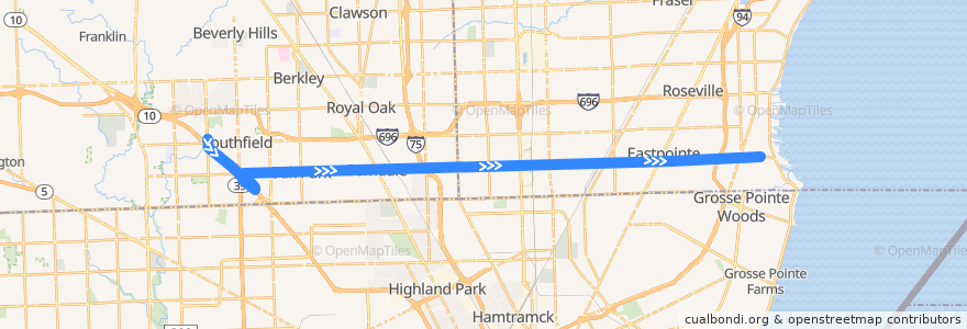 Mapa del recorrido 710 EB: Evergreen => Mack de la línea  en 미시간.