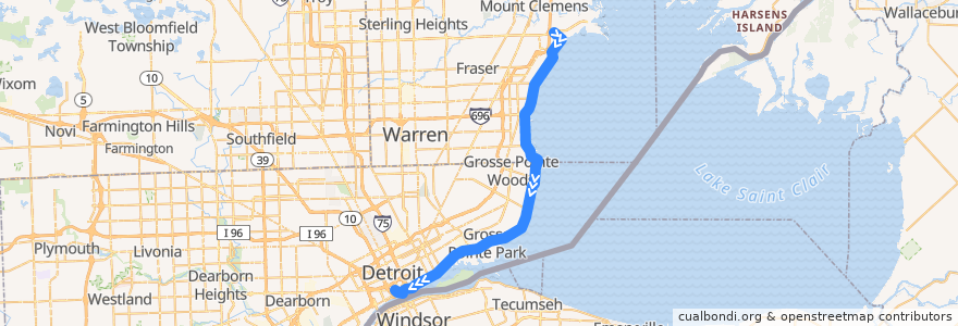 Mapa del recorrido 635 SB: Metro Parkway => Downtown de la línea  en Мичиган.