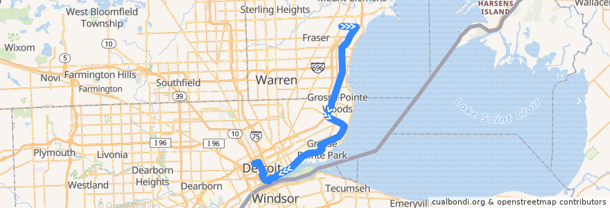Mapa del recorrido 610 SB: 15 Mile => WSU de la línea  en Míchigan.