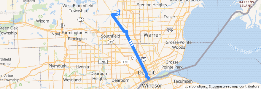Mapa del recorrido 460 SB: Somerset => Larned de la línea  en 密歇根州.