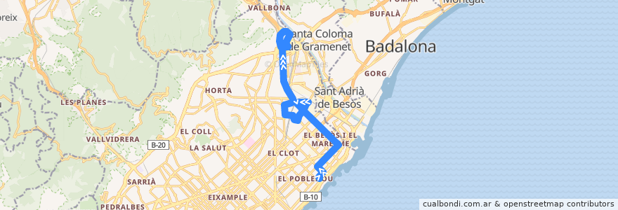 Mapa del recorrido V31 Mar Bella => Trinitat Vella de la línea  en 巴塞罗那.
