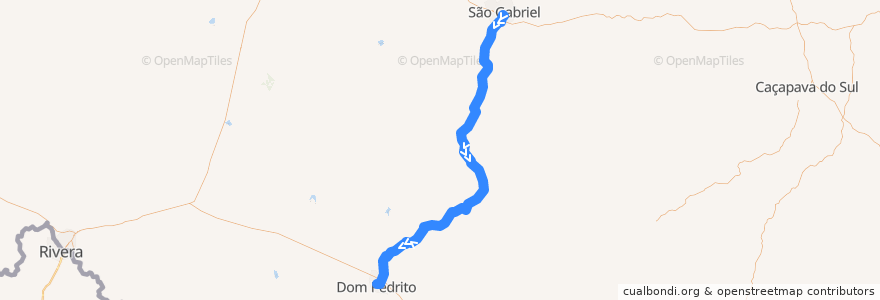 Mapa del recorrido São Gabriel → Dom Pedrito de la línea  en ریو گرانده جنوبی.