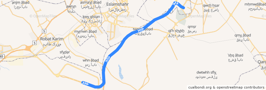 Mapa del recorrido خط ۸ de la línea  en 德黑兰.