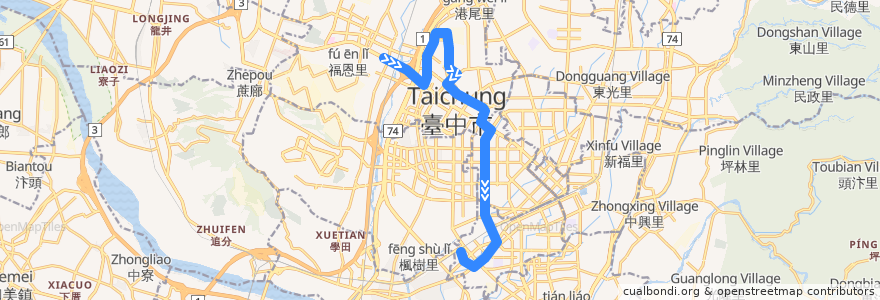 Mapa del recorrido 79路 (往大慶火車站_往程) de la línea  en Тайчжун.