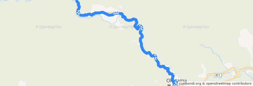 Mapa del recorrido 奥20 鍾乳洞行 de la línea  en Okutama.