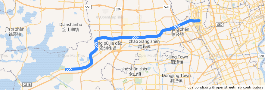Mapa del recorrido Metro 17号线: 东方绿舟 → 虹桥火车站 de la línea  en 青浦区.