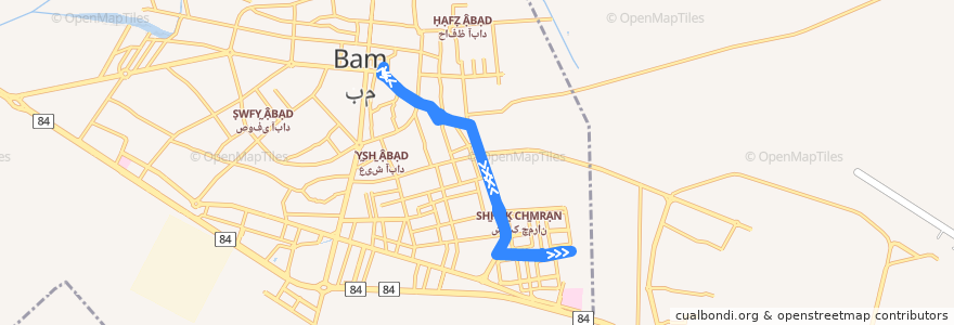 Mapa del recorrido خط ۱ de la línea  en شهر بم.