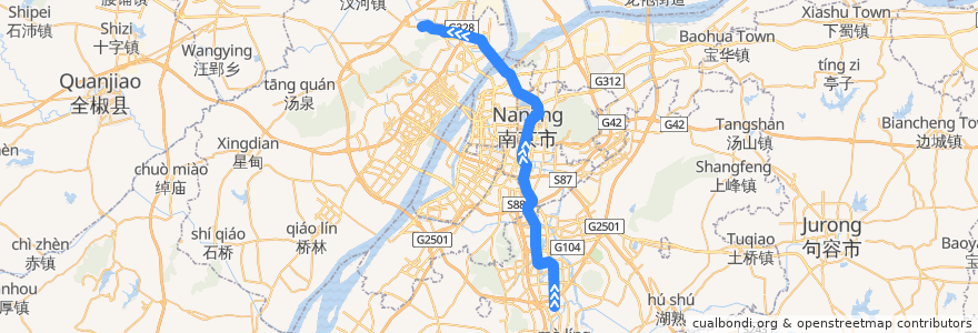 Mapa del recorrido 南京地铁3号线 de la línea  en 난징시.