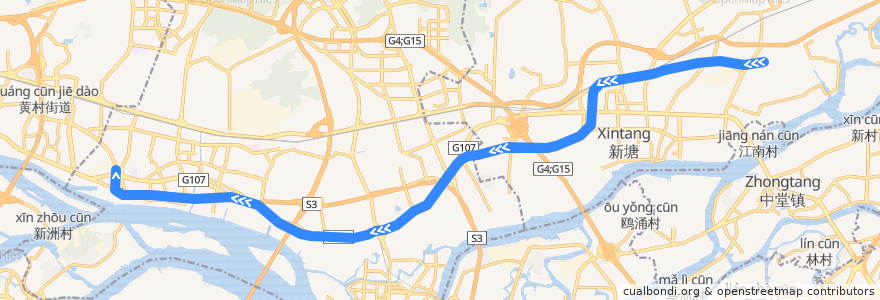 Mapa del recorrido 广州地铁13号线（新沙→鱼珠） de la línea  en غوانزو.