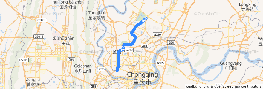 Mapa del recorrido CRT Line 5: 园博中心 => 大石坝 de la línea  en تشونغتشينغ.
