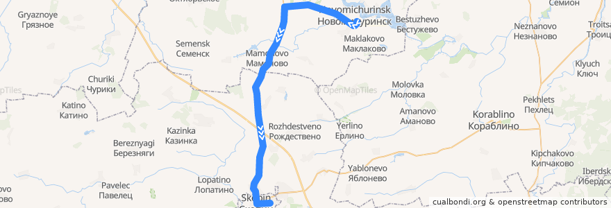 Mapa del recorrido Автобус №178 (Новомичуринск - Скопин) de la línea  en ريازان أوبلاست.